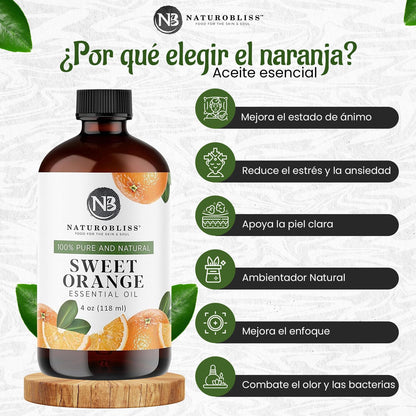 NaturoBliss 100% Pure Sweet Orange Essential Oil – Therapeutic Grade, 4 fl oz