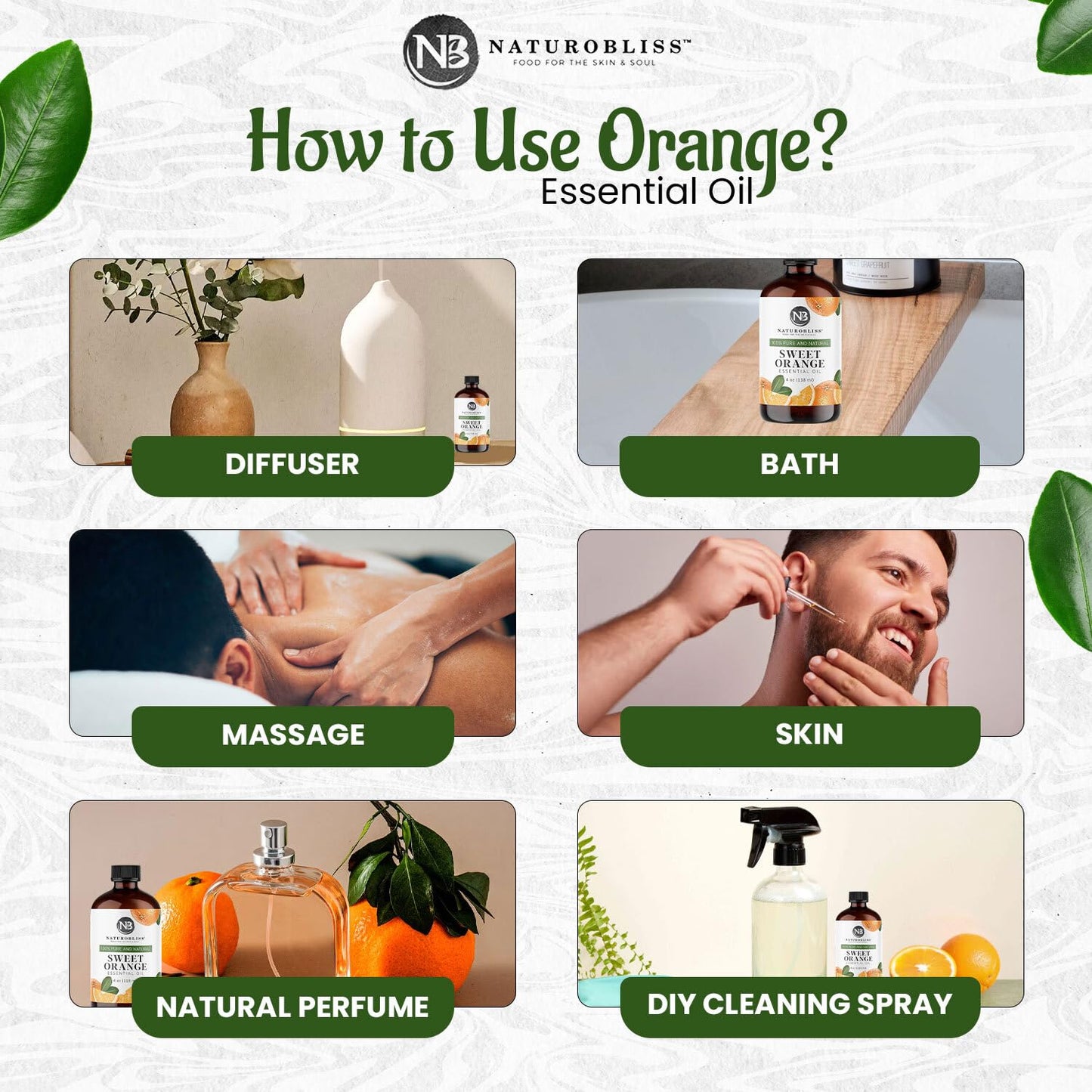NaturoBliss 100% Pure Sweet Orange Essential Oil – Therapeutic Grade, 4 fl oz