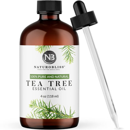 NaturoBliss Tea Tree Essential Oil – 4 oz / 120 ml – Therapeutic Grade, Pure & Undiluted
