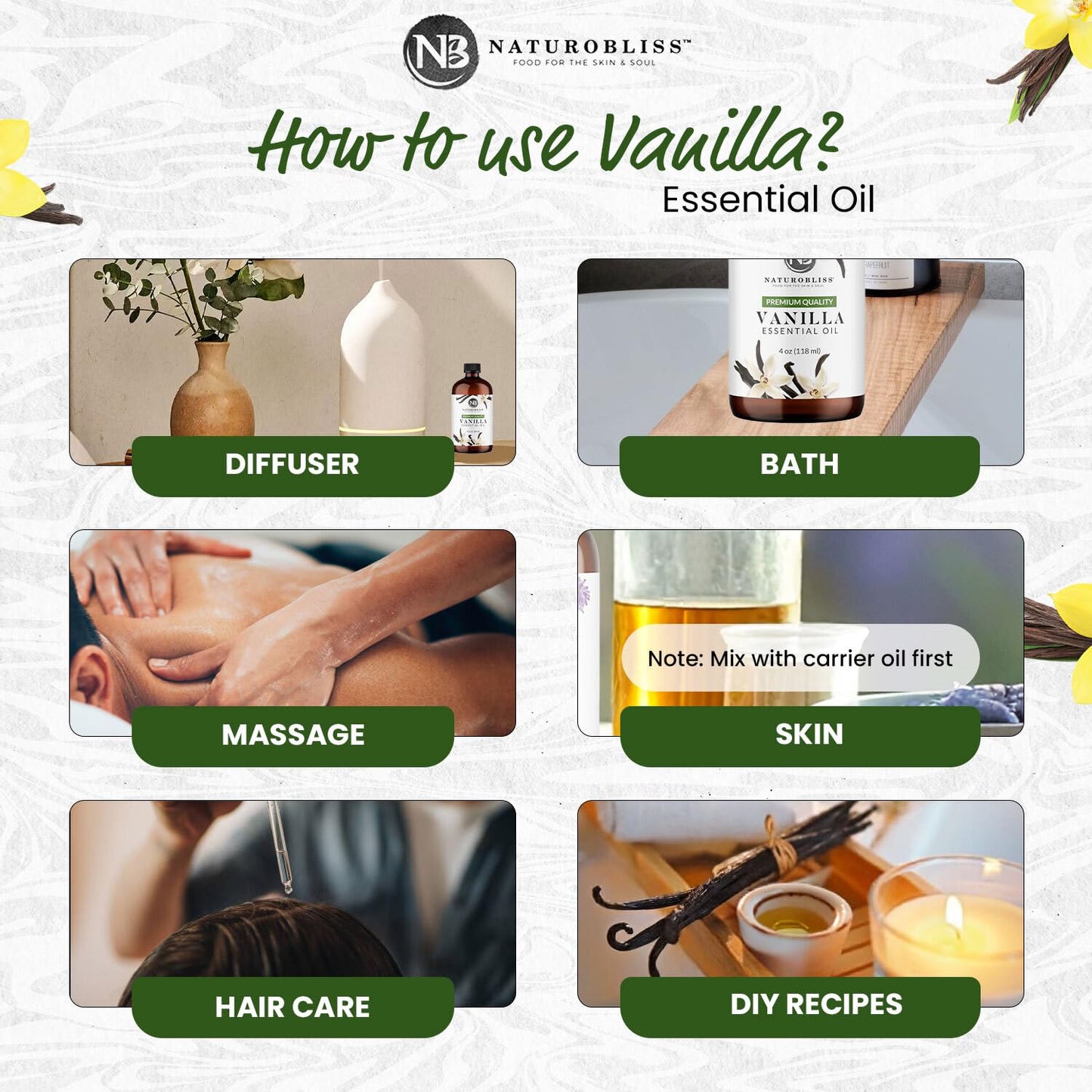 NaturoBliss Vanilla Essential Oil (4oz) – Premium Quality, 100% Pure