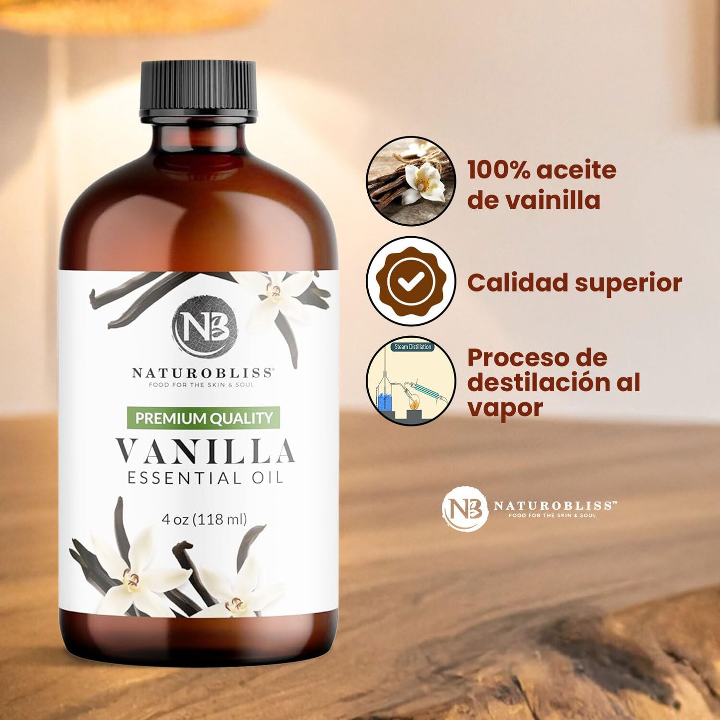 NaturoBliss Vanilla Essential Oil (4oz) – Premium Quality, 100% Pure