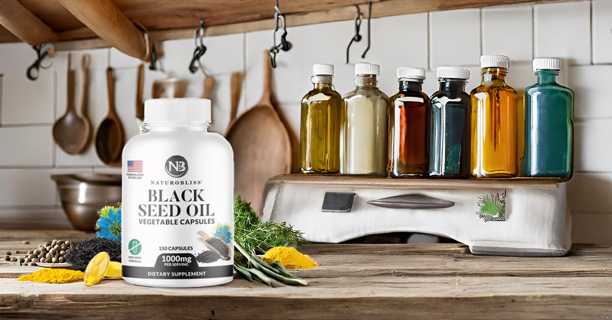 NaturoBliss Black Seed Oil Softgels – 150 Vegan, Non-GMO, Cold-Pressed Nigella Sativa