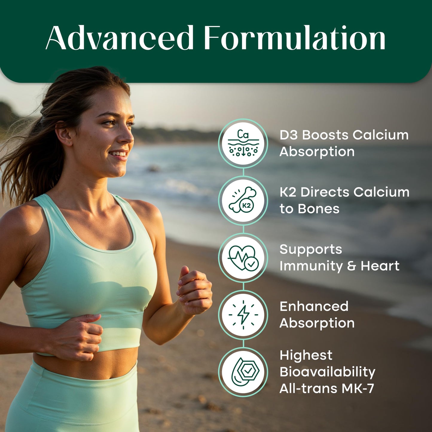 NATURTREU Vegan Vitamin D3 K2 Liquid Drops with MCT Oil - 240 Servings, 3X Absorption, Non-GMO, Doctor-Formulated