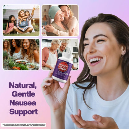 Nausea Stop Ginger Pills - Non-Drowsy Nausea Relief for Adults & Kids