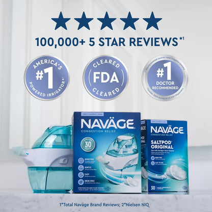 Navage Deluxe Bundle Nasal Irrigation System – Complete Kit with SaltPods, Travel Bag & Caddy