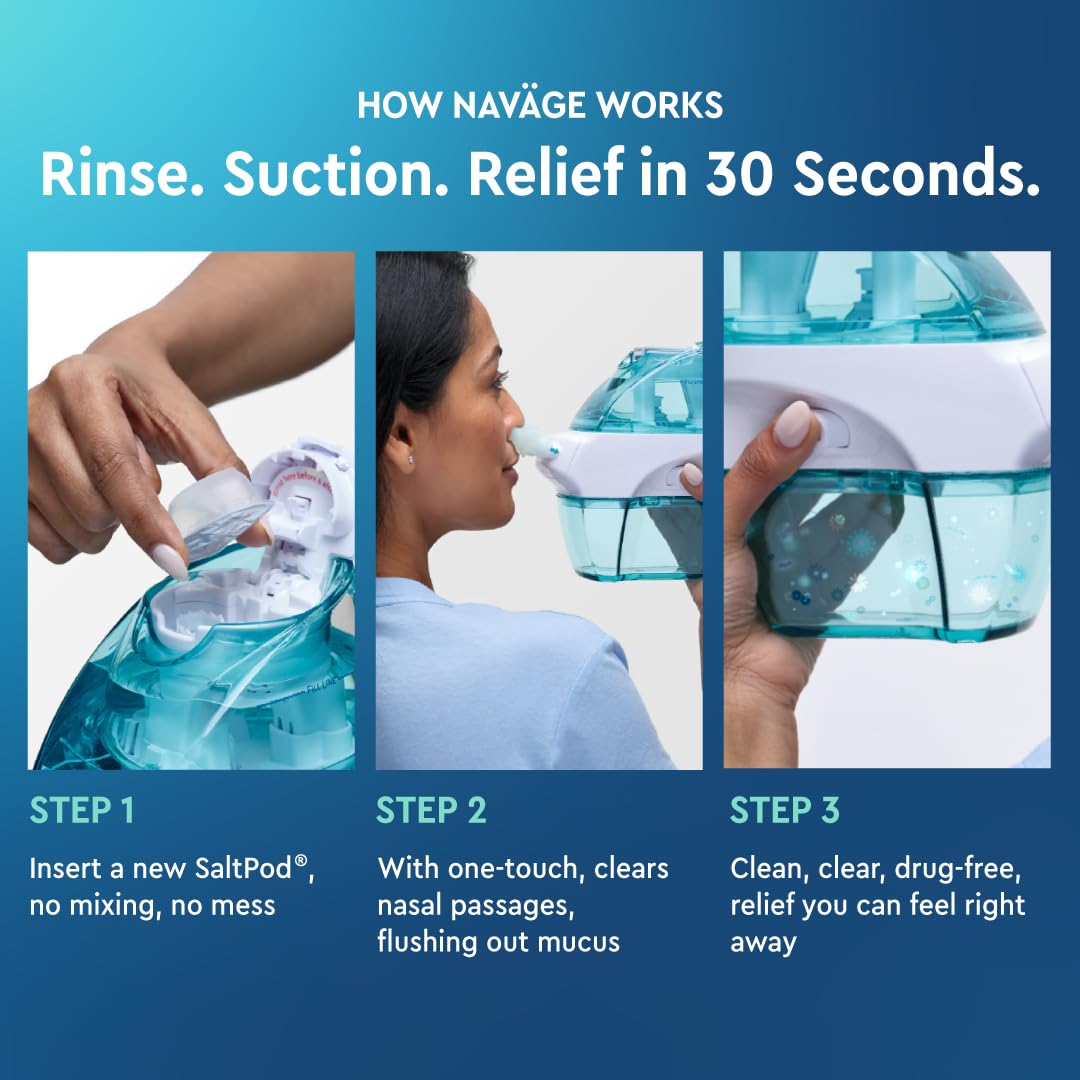 Navage Starter Bundle | Nasal Irrigation System with 1 Nose Cleaner & 30 Salt Pods