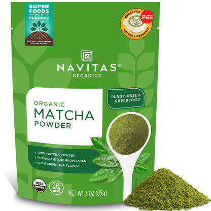 Navitas Organics Matcha Powder – Premium Culinary Grade (3oz, 85 Servings) – USDA Organic, Non-GMO, Gluten Free, Kosher, Vegan