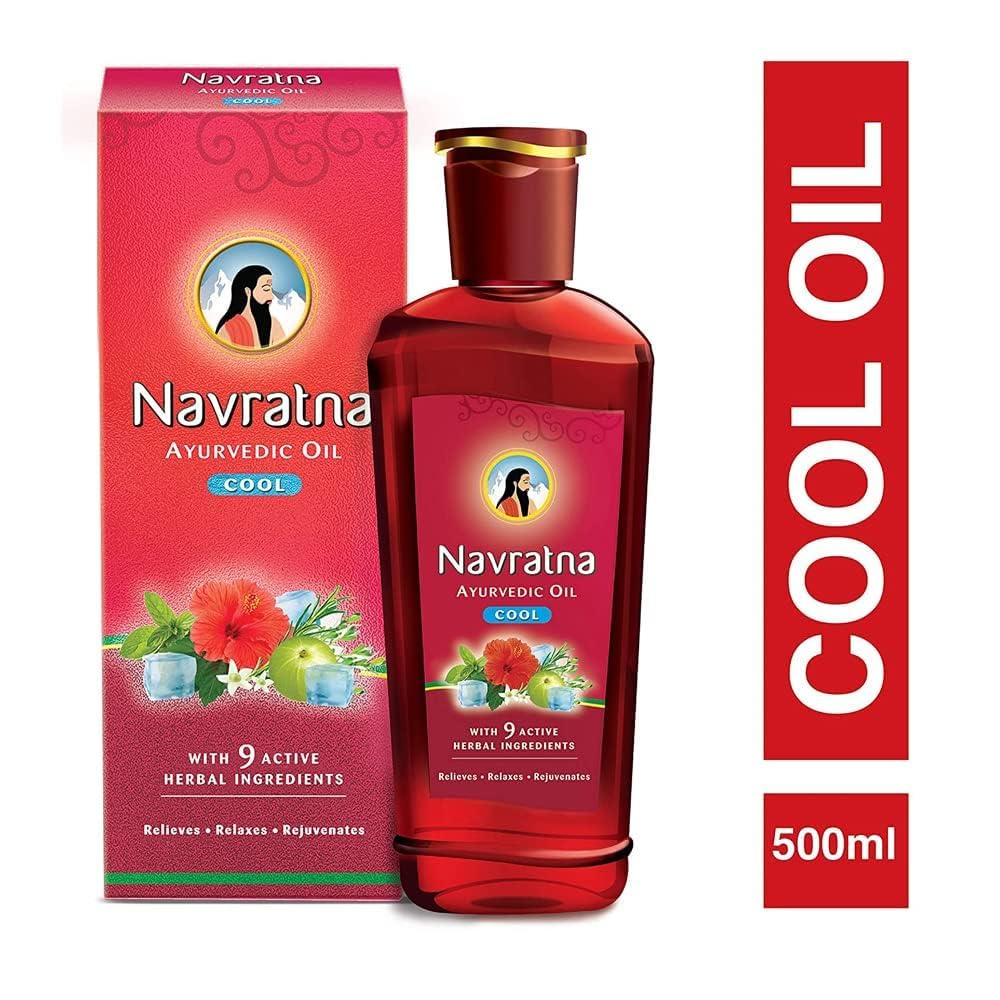 Navratna Ayurvedic Cool Oil - 9-Herb Formula for Headache & Body Ache Relief (16.91 FL Oz / 500 ml)