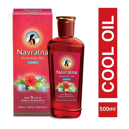 Navratna Ayurvedic Cool Oil - 9-Herb Formula for Headache & Body Ache Relief (16.91 FL Oz / 500 ml)