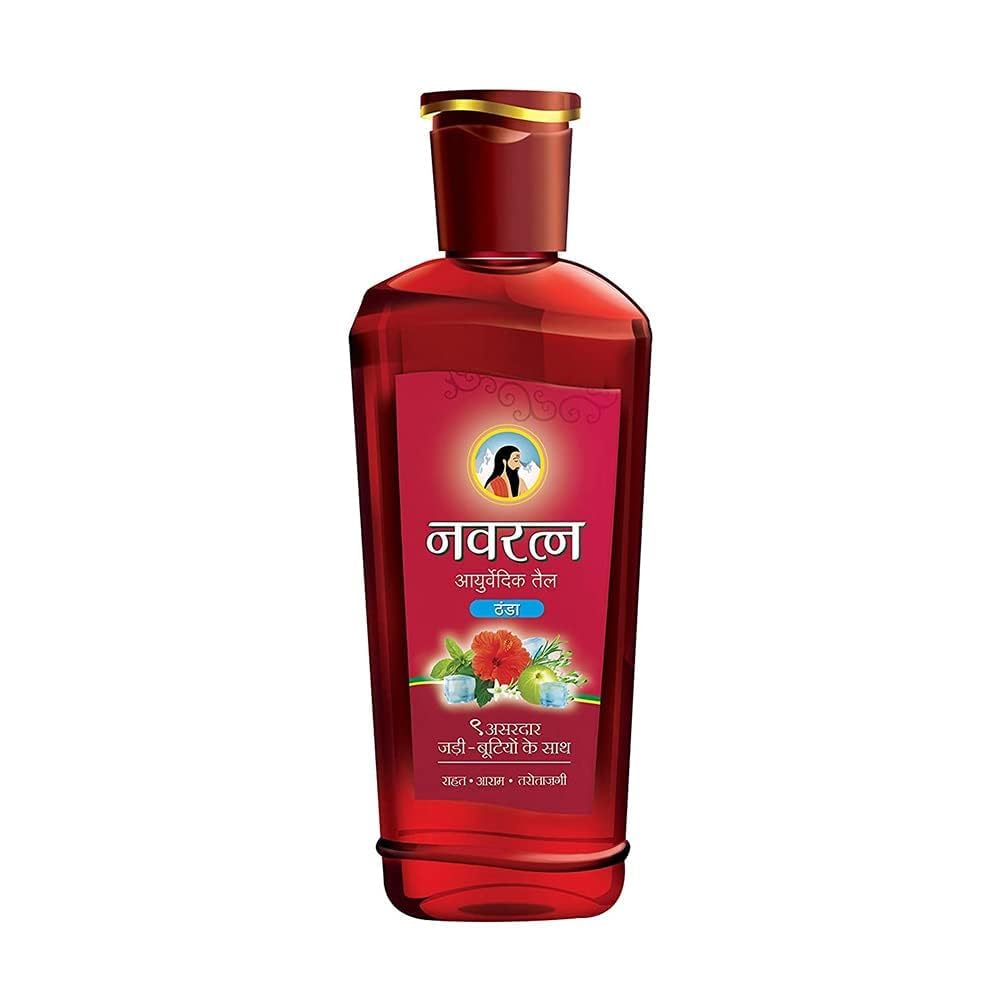 Navratna Ayurvedic Cool Oil - 9-Herb Formula for Headache & Body Ache Relief (16.91 FL Oz / 500 ml)