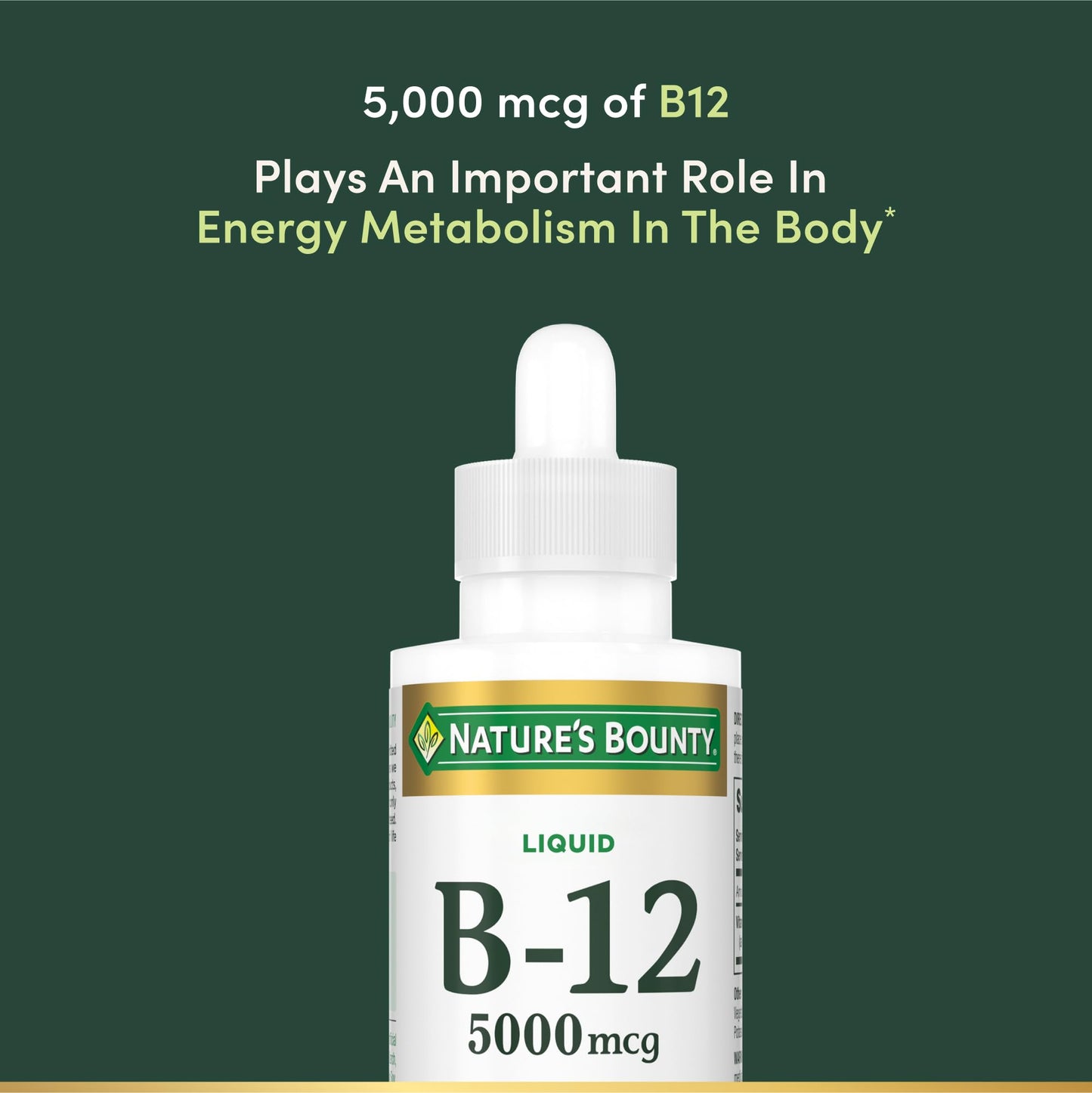 Nature’s Bounty Vitamin B-12 Sublingual Liquid 5000 mcg – Berry Flavor | 2 oz