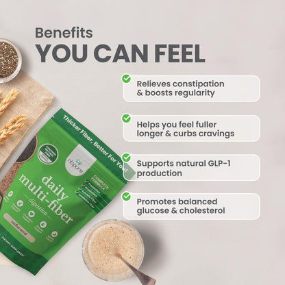 nbpure Daily Fiber Powder Blend – Digestive Health, Cholesterol Support, Weight Management | Savory Mocha, 45 Servings