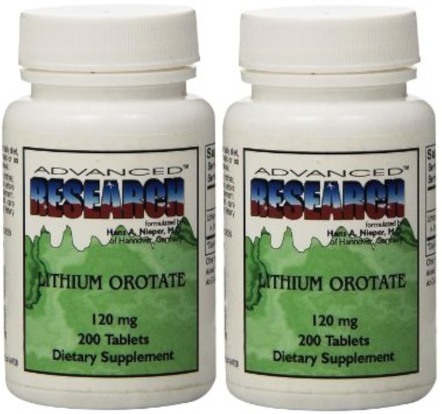 NCI Advanced Research Dr. Hans Nieper Lithium Ootate Tablets 120 mg 200 tablets (pack of 2)