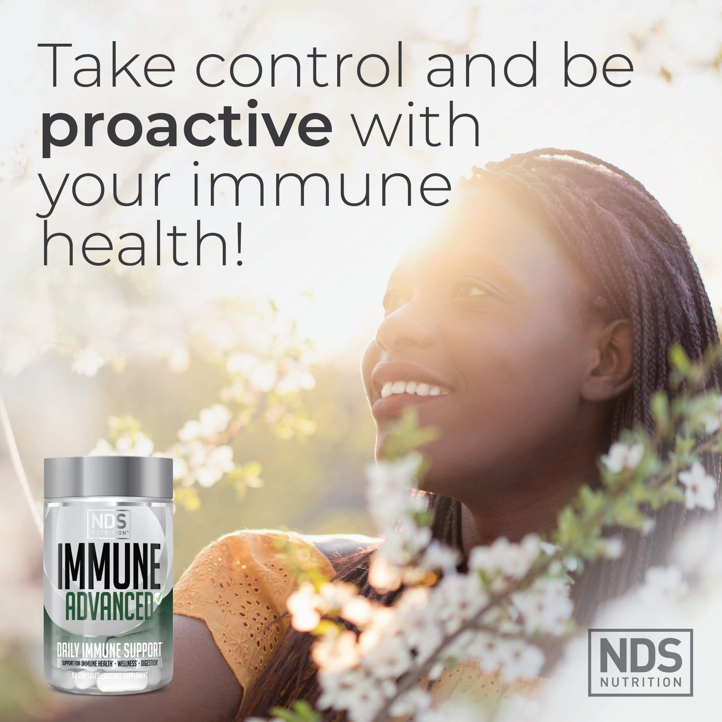 NDS Nutrition Advanced Immune Booster - Elderberry, Vitamin C, D, Zinc & Probiotic (90 capsules)