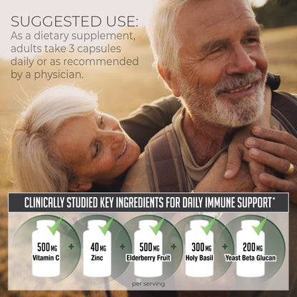 NDS Nutrition Advanced Immune Booster - Elderberry, Vitamin C, D, Zinc & Probiotic (90 capsules)