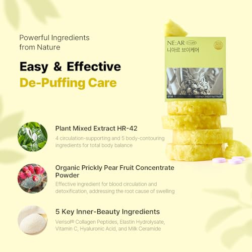 NE:AR V-Line Chews – Herbal Anti-Bloat Formula for Puffiness, Circulation & Water Balance | Pineapple Flavor
