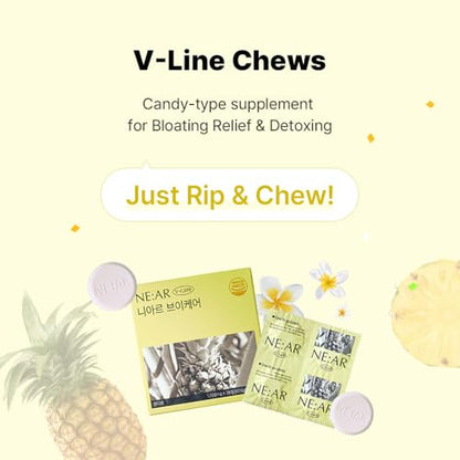 NE:AR V-Line Chews – Herbal Anti-Bloat Formula for Puffiness, Circulation & Water Balance | Pineapple Flavor