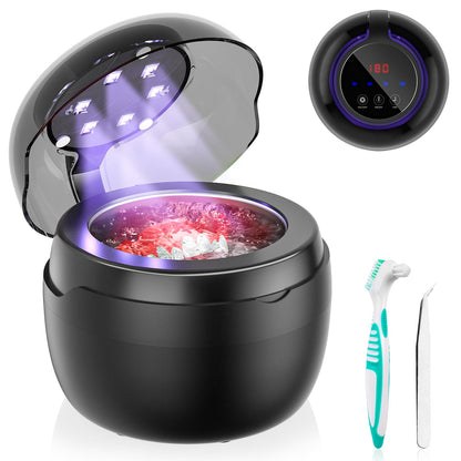 Neatevday Ultrasonic Retainer Cleaner - 250ml, 50kHz, 4 Modes, Digital Timer, for Aligners & Jewelry - Black