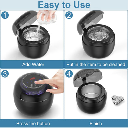 Neatevday Ultrasonic Retainer Cleaner - 250ml, 50kHz, 4 Modes, Digital Timer, for Aligners & Jewelry - Black