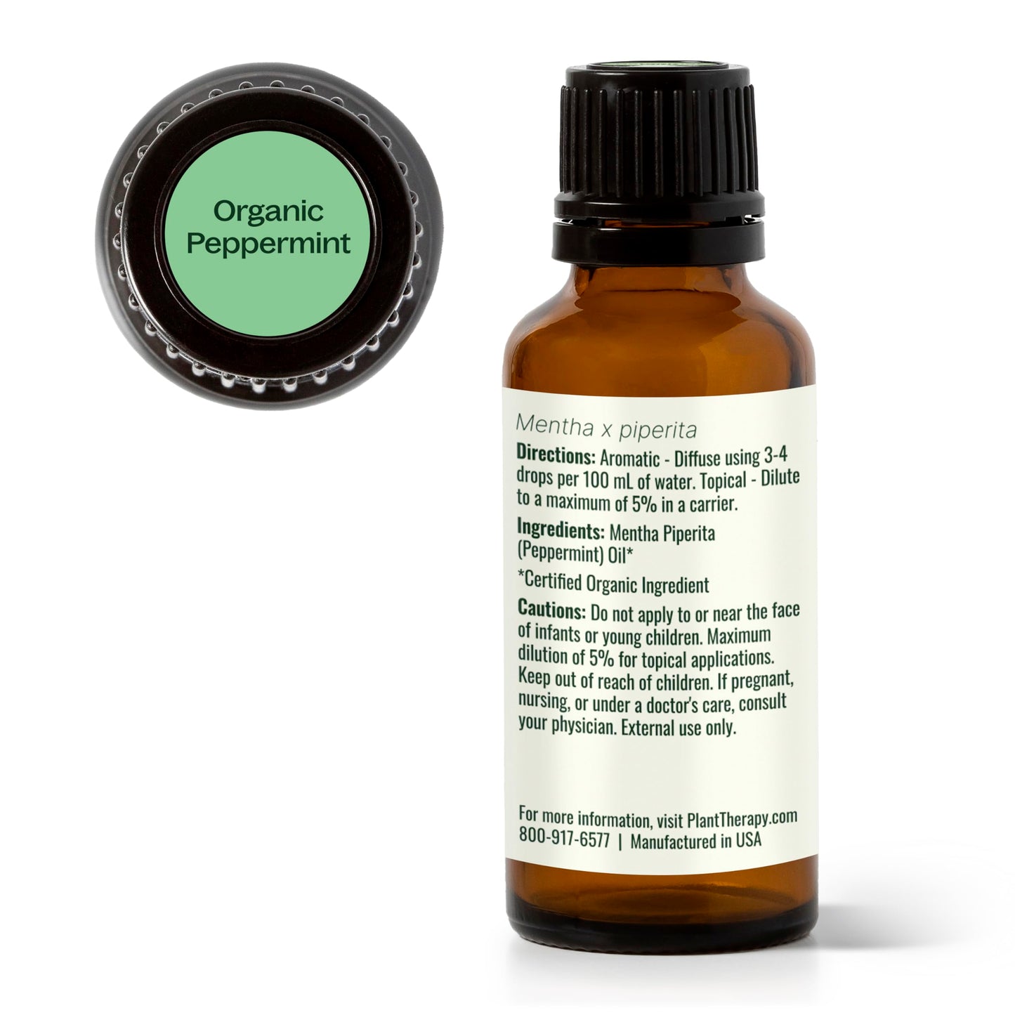 Plant Therapy Organic Peppermint Essential Oil 30 mL - 100% Pure, USDA Organic