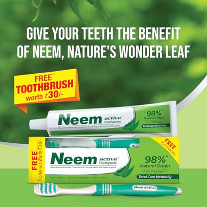 Neem Active Toothpaste 200g Pack | 98% Natural, Pure Vegetarian