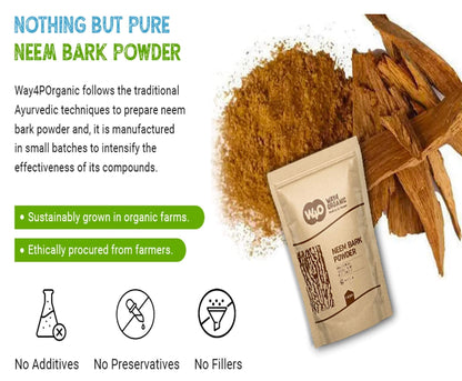 Neem Bark Powder 16 Oz (1 lb) - Dental & Digestion Support - Tooth Powder - Way4Organic
