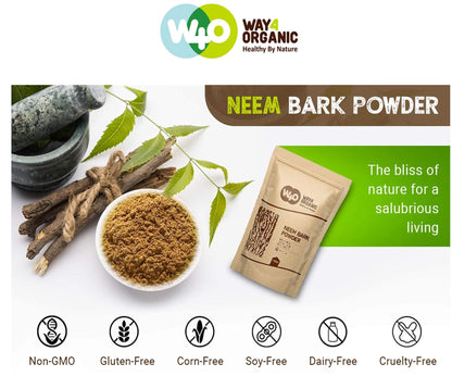 Neem Bark Powder 16 Oz (1 lb) - Dental & Digestion Support - Tooth Powder - Way4Organic