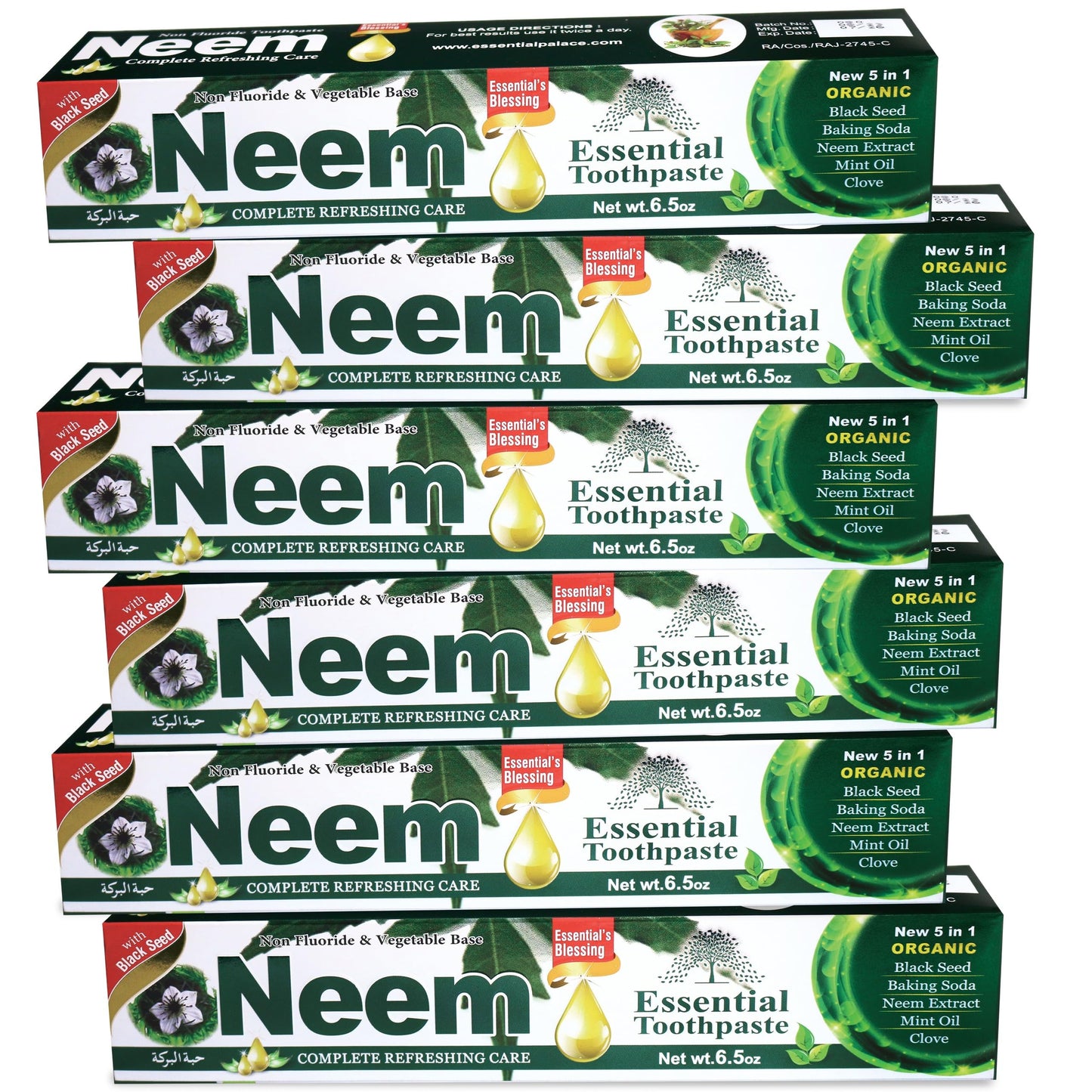 Neem Essential Toothpaste - 5 in 1 Formula 6 Pack