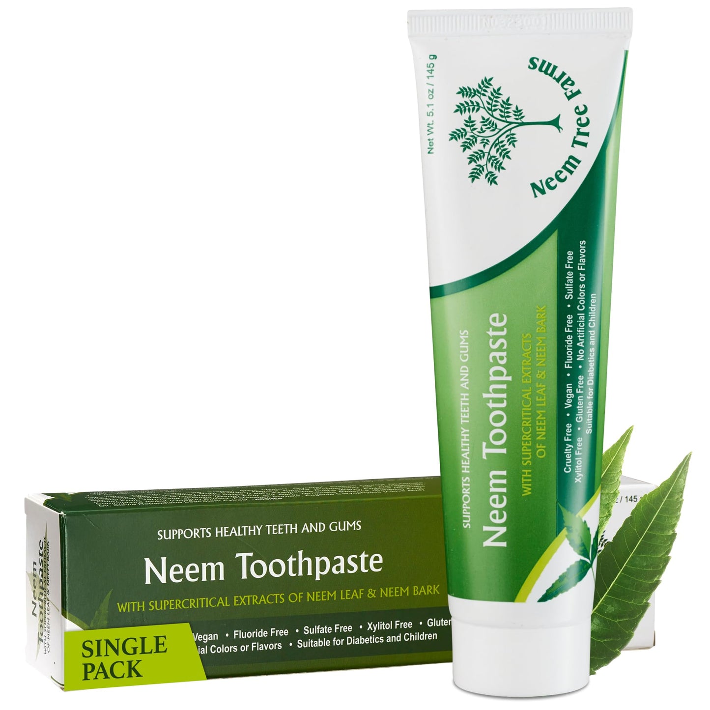 Neem Fluoride Free Toothpaste – Vegan, Gluten-Free | Clove & Stevia (Single Pack)