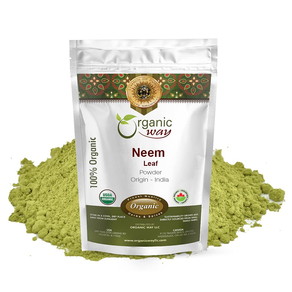 ORGANIC WAY Neem Leaf Powder – Organic & Kosher Certified | Non-GMO & Gluten Free | USDA Certified | Origin India | 8 oz