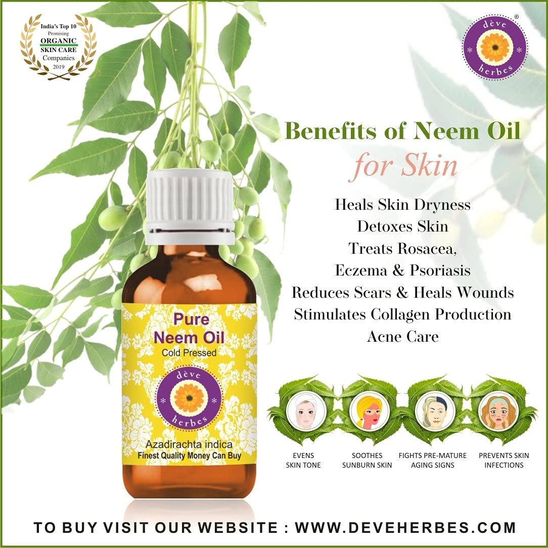 Neem Oil (Azadirachta Indica) – Cold Pressed, Pure & Undiluted | 50ml | Deve Herbes