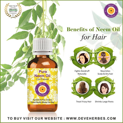 Neem Oil (Azadirachta Indica) – Cold Pressed, Pure & Undiluted | 50ml | Deve Herbes