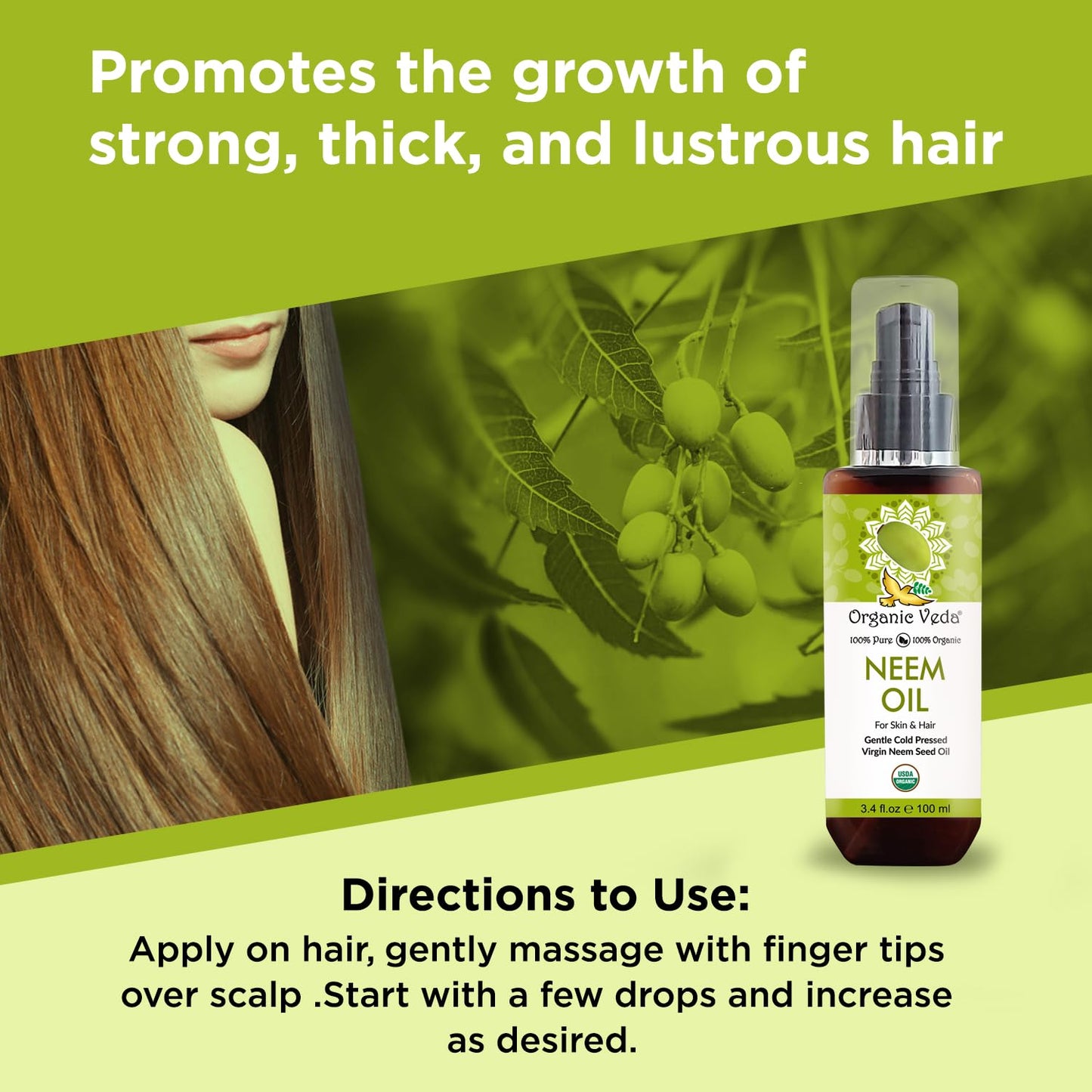 Organic Veda Neem Oil - Pure Cold-Pressed Neem Oil for Skin & Hair