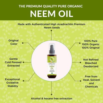 Organic Veda Neem Oil - Pure Cold-Pressed Neem Oil for Skin & Hair
