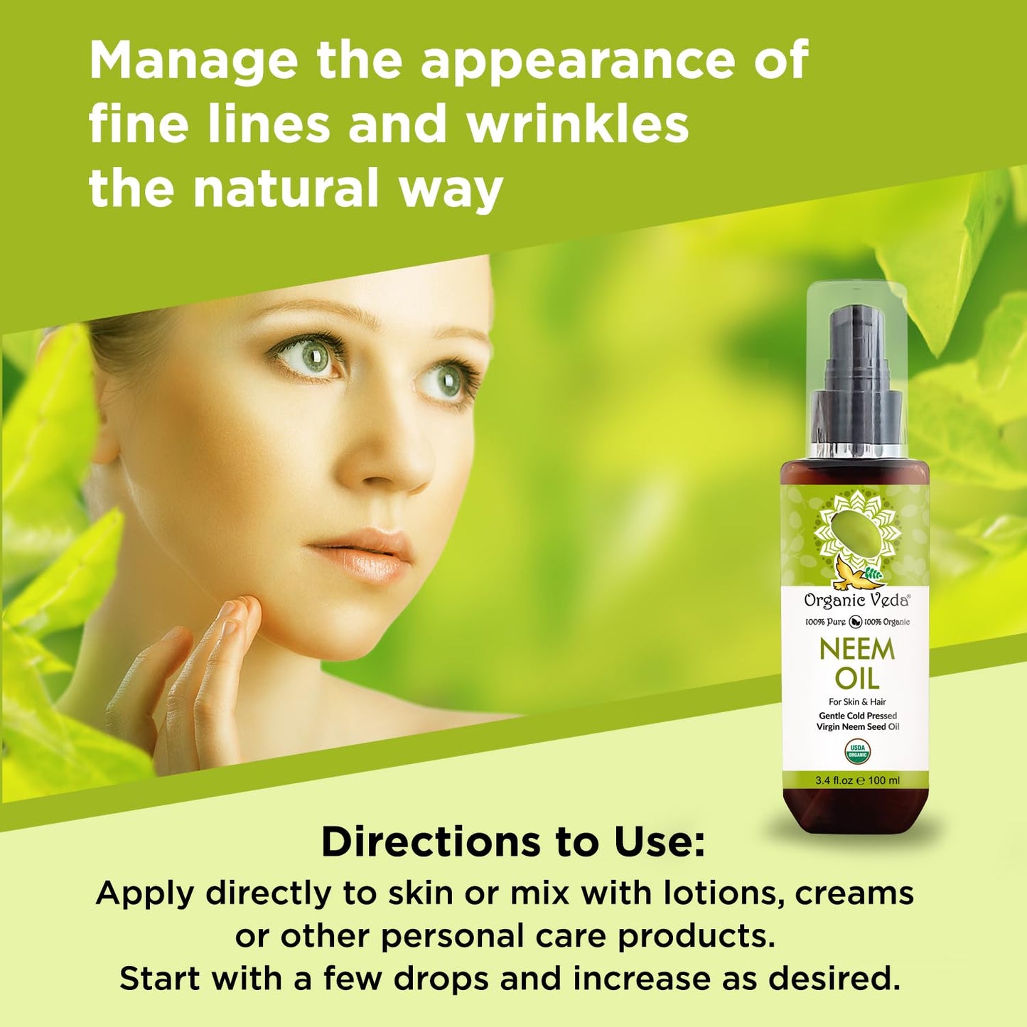 Organic Veda Neem Oil - Pure Cold-Pressed Neem Oil for Skin & Hair