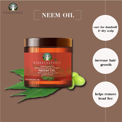 AYURVEDASHREE Cold Pressed Neem Oil 100 ML | 3.38 fl oz – 100% Pure, Natural & Hexane-Free