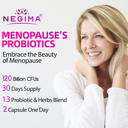 Negima Menopause Probiotics – 120B CFU, 13-in-1 Herbal Blend, 120 Capsules