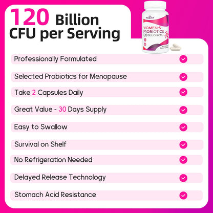 Negima Menopause Probiotics 120B CFUs - 13-in-1 Herbs & Botanicals - 60 Caps
