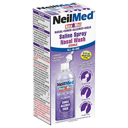 NeilMed NasaMist All in One Multi-Purpose Saline Spray, 6.3 Fl Oz