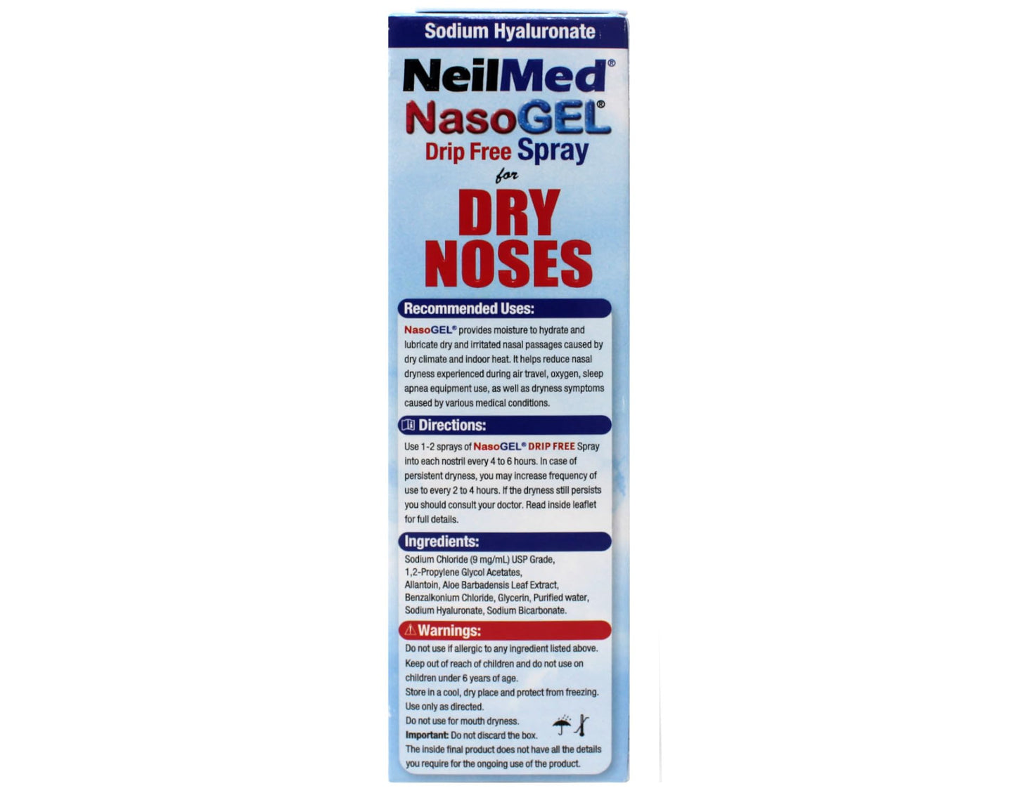 NeilMed NasoGel Drip-Free Nasal Spray – Aloe Vera & Sodium Hyaluronate (1 fl oz)