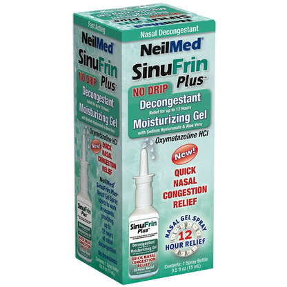 NeilMed Sinufrin Plus Decongestant Moisturizing Gel – Quick Nasal Relief, No-Drip, 0.5 fl oz