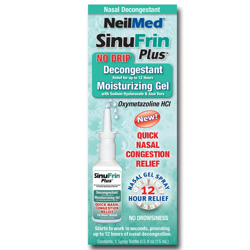 NeilMed Sinufrin Plus Decongestant Moisturizing Gel – Quick Nasal Relief, No-Drip, 0.5 fl oz