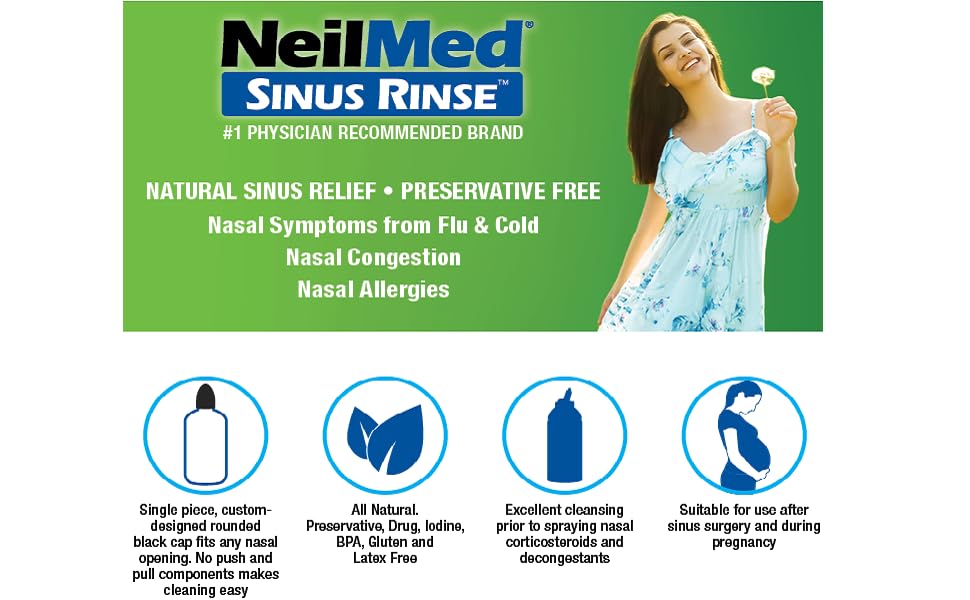NeilMed Sinus Rinse - Complete Nasal Irrigation Kit (50 Count)