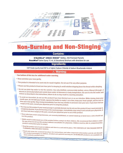 NeilMed Sinus Rinse - 2x8 oz Bottles + 250 Packets | Nasamist Saline Spray