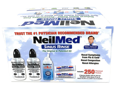 NeilMed Sinus Rinse - 2x8 oz Bottles + 250 Packets | Nasamist Saline Spray
