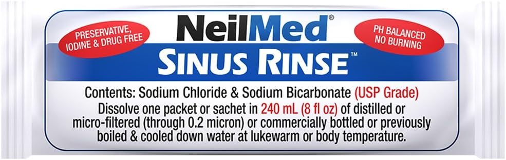 NeilMed Sinus Rinse Kit – Complete Large-Volume Nasal Irrigation (Pack of 2, 50 Count)