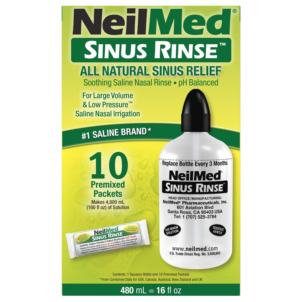 NeilMed Sinus Rinse 16oz Extra Large Bottle – All-Natural Nasal Irrigation Kit
