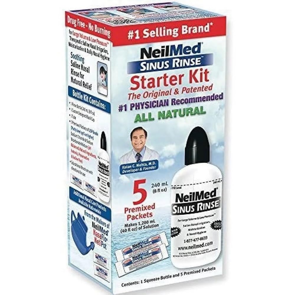 NeilMed Sinus Rinse Starter Kit (Pack of 2) – Gentle Isotonic Saline Nasal Irrigation