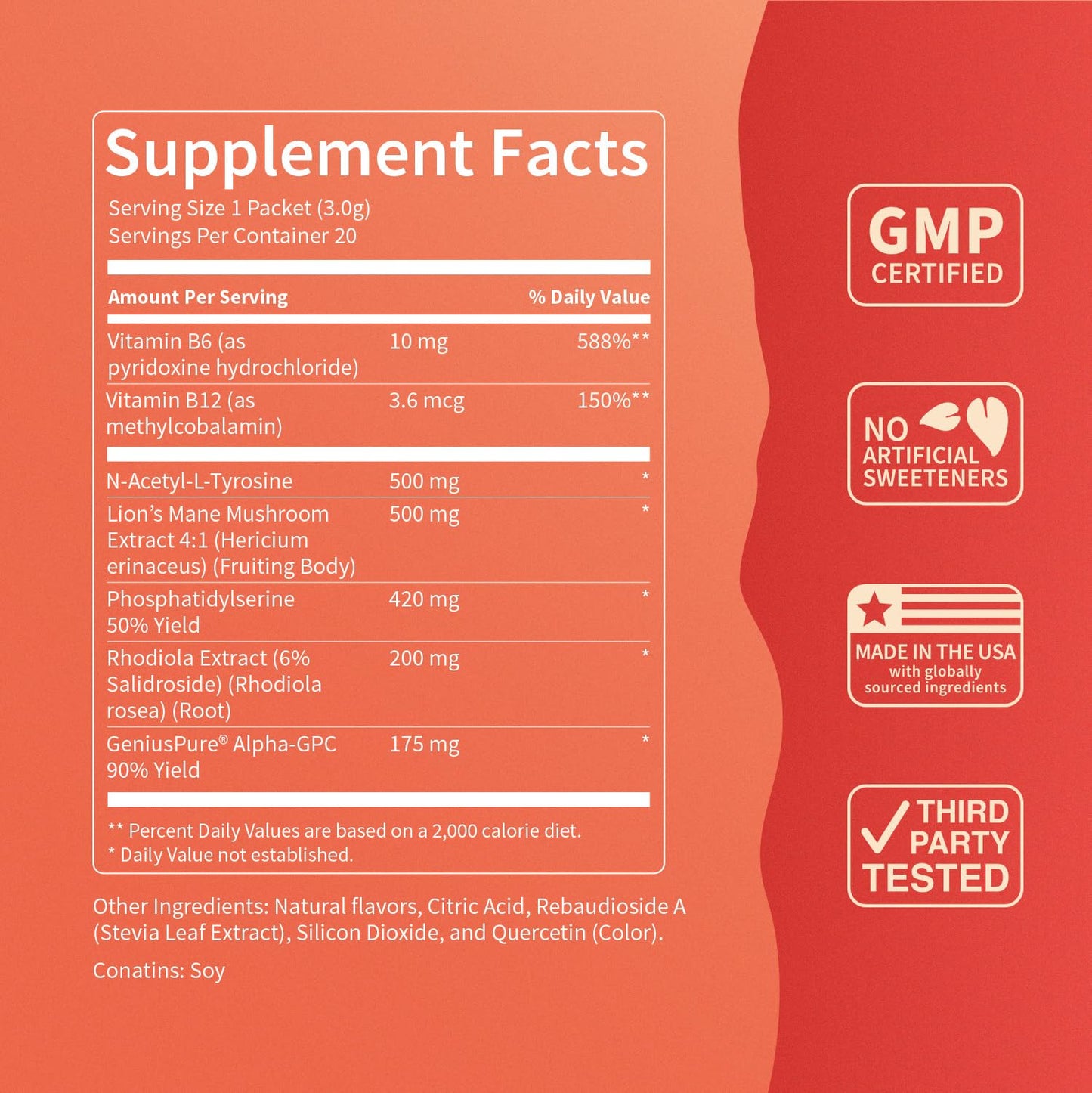 Nello Superfocus Mojito – Sugar-Free Nootropic Drink Mix (20 Packets) for Focus
