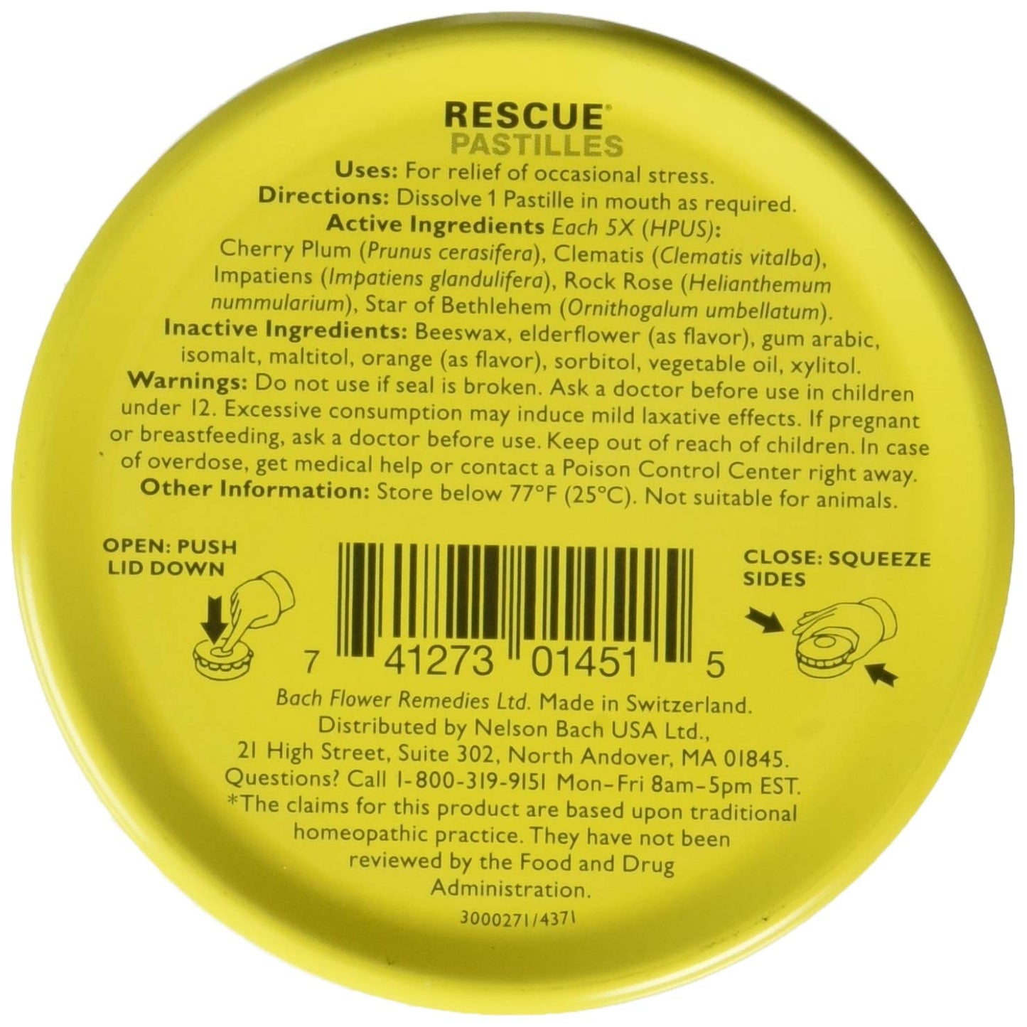 Nelson Bach USA Rescue Remedy Pastilles 12-Pack | Bach Flower Essences